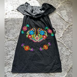 Mexican off the shoulders embroidered dress with tie back